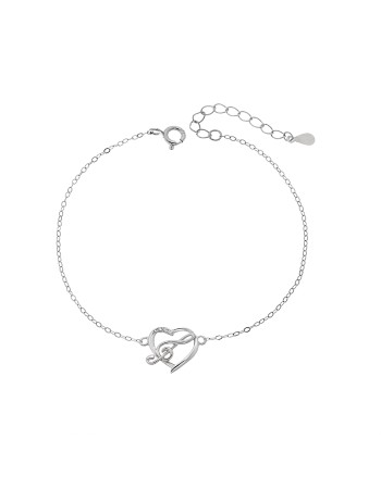 Βραχιόλι Γυναικείο Senza από ασήμι 925, καρδιά με κλειδί του σολ - SSR4666SR