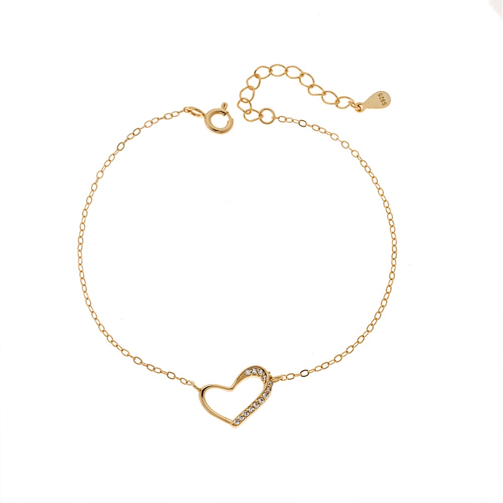 Βραχιόλι Γυναικείο Senza από επιχρυσωμένο ασήμι 925, καρδιά περίγραμμα - SSR4667GD