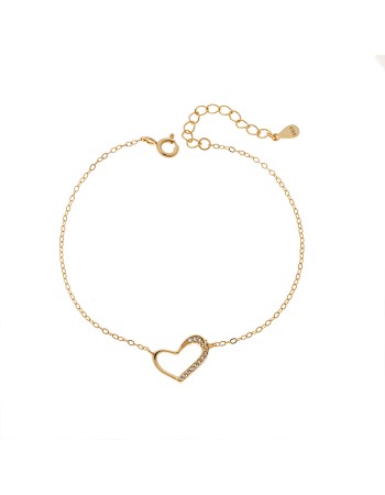Βραχιόλι Γυναικείο Senza από επιχρυσωμένο ασήμι 925, καρδιά περίγραμμα - SSR4667GD