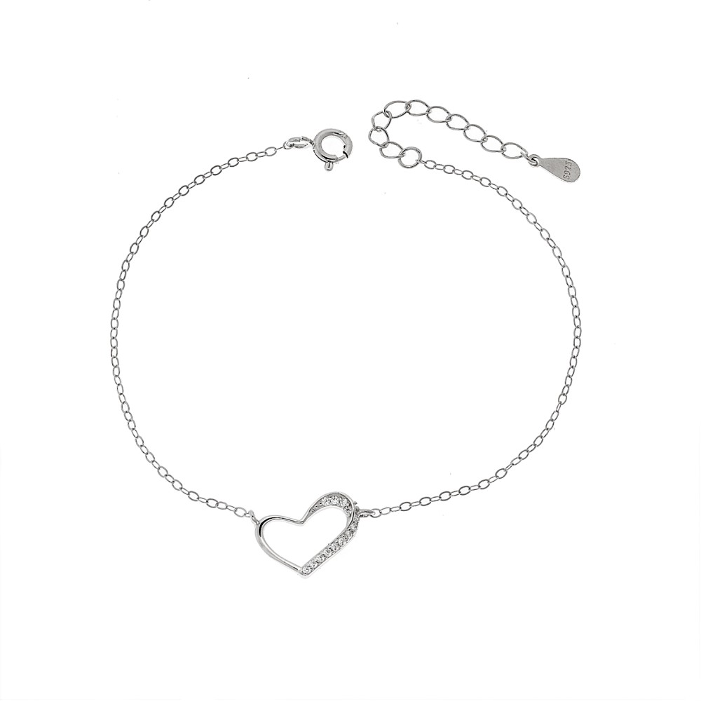 Βραχιόλι Γυναικείο Senza από ασήμι 925, καρδιά περίγραμμα - SSR4667SR