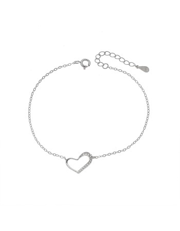 Βραχιόλι Γυναικείο Senza από ασήμι 925, καρδιά περίγραμμα - SSR4667SR