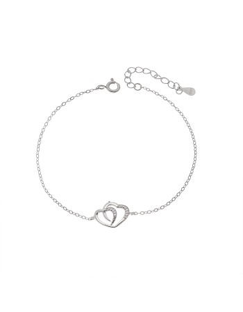Βραχιόλι Γυναικείο Senza από ασήμι 925, διπλή καρδιά - SSR4669SR