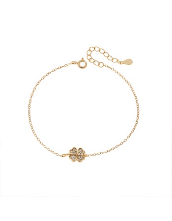 Βραχιόλι Γυναικείο Senza από επιχρυσωμένο ασήμι 925, τεράφυλλο τριφύλλι - SSR4670GD