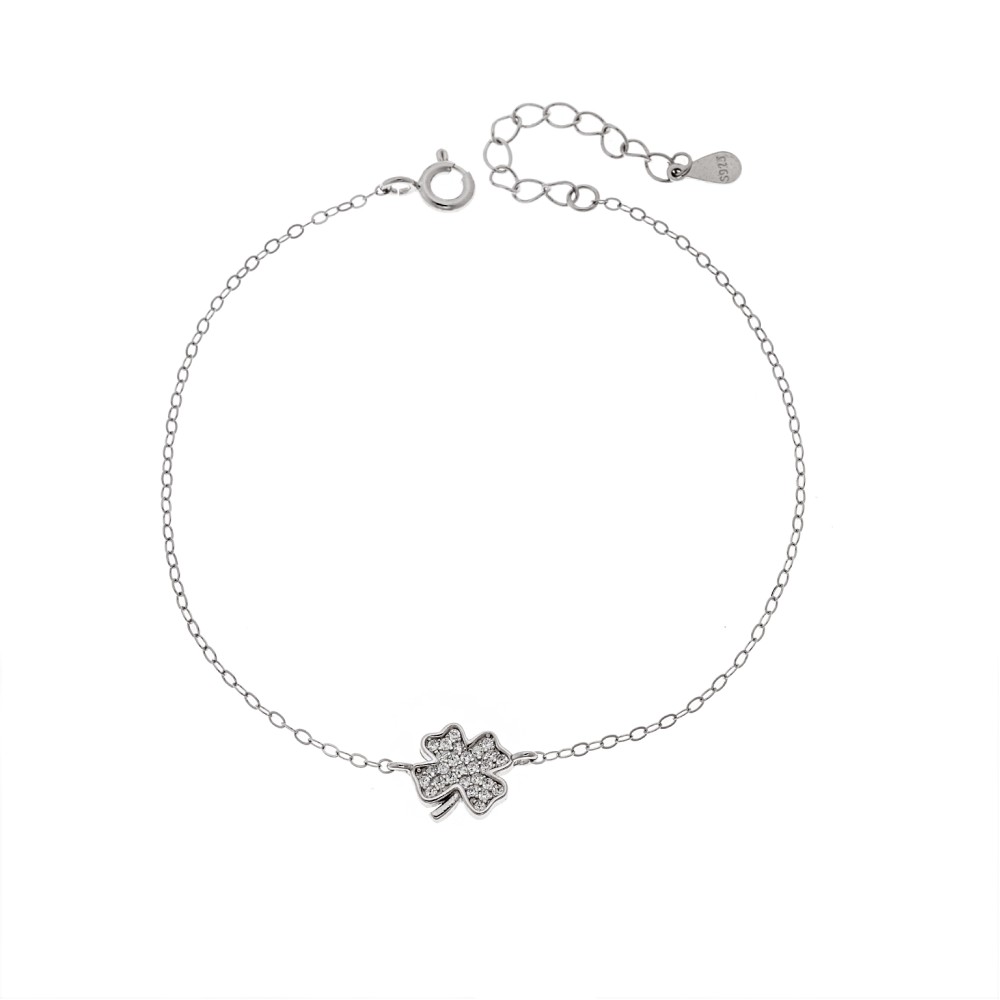 Βραχιόλι Γυναικείο Senza από ασήμι 925, τεράφυλλο τριφύλλι - SSR4671SR
