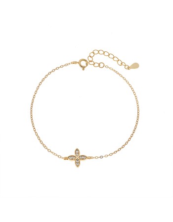 Βραχιόλι Γυναικείο Senza από επιχρυσωμένο ασήμι 925, σταυρουδάκι - SSR4674GD