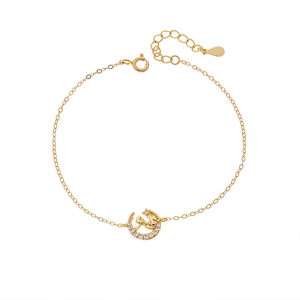 Βραχιόλι Γυναικείο Senza από επιχρυσωμένο ασήμι 925, μισοφέγγαρο με μικρο πρίγκιπα - SSR4675GD