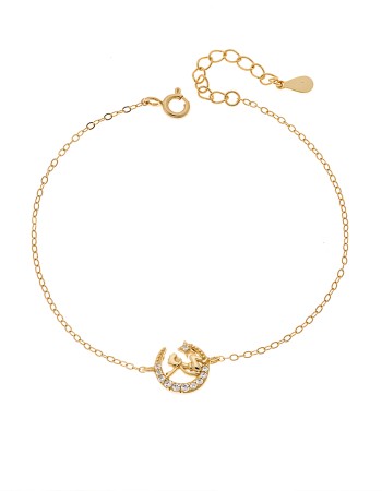 Βραχιόλι Γυναικείο Senza από επιχρυσωμένο ασήμι 925, μισοφέγγαρο με μικρο πρίγκιπα - SSR4675GD