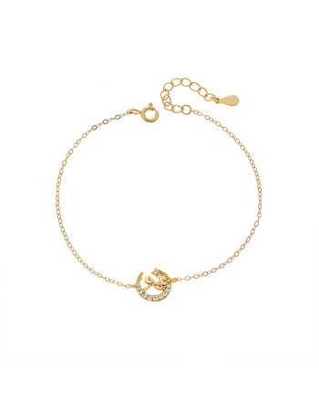 Βραχιόλι Γυναικείο Senza από επιχρυσωμένο ασήμι 925, μισοφέγγαρο με μικρο πρίγκιπα - SSR4675GD