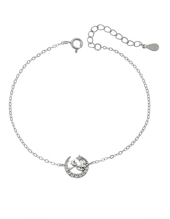 Βραχιόλι Γυναικείο Senza από ασήμι 925, μισοφέγγαρο με μικρο πρίγκιπα - SSR4675SR