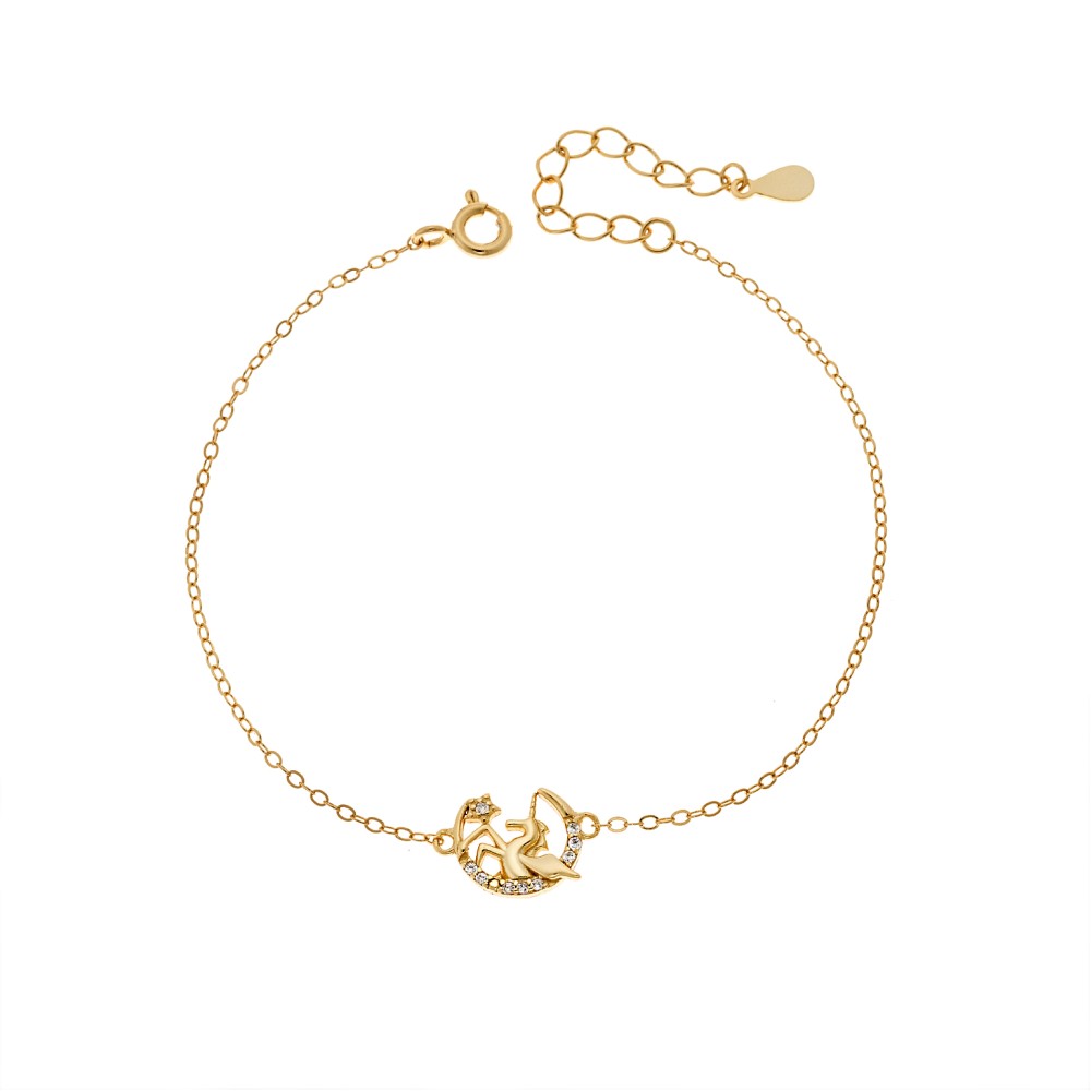 Βραχιόλι Γυναικείο Senza από επιχρυσωμένο ασήμι 925, μισοφέγγαρο με μονόκερο - SSR4676GD