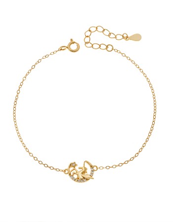 Βραχιόλι Γυναικείο Senza από επιχρυσωμένο ασήμι 925, μισοφέγγαρο με μονόκερο - SSR4676GD