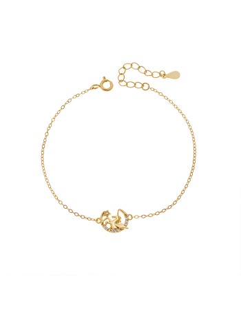 Βραχιόλι Γυναικείο Senza από επιχρυσωμένο ασήμι 925, μισοφέγγαρο με μονόκερο - SSR4676GD
