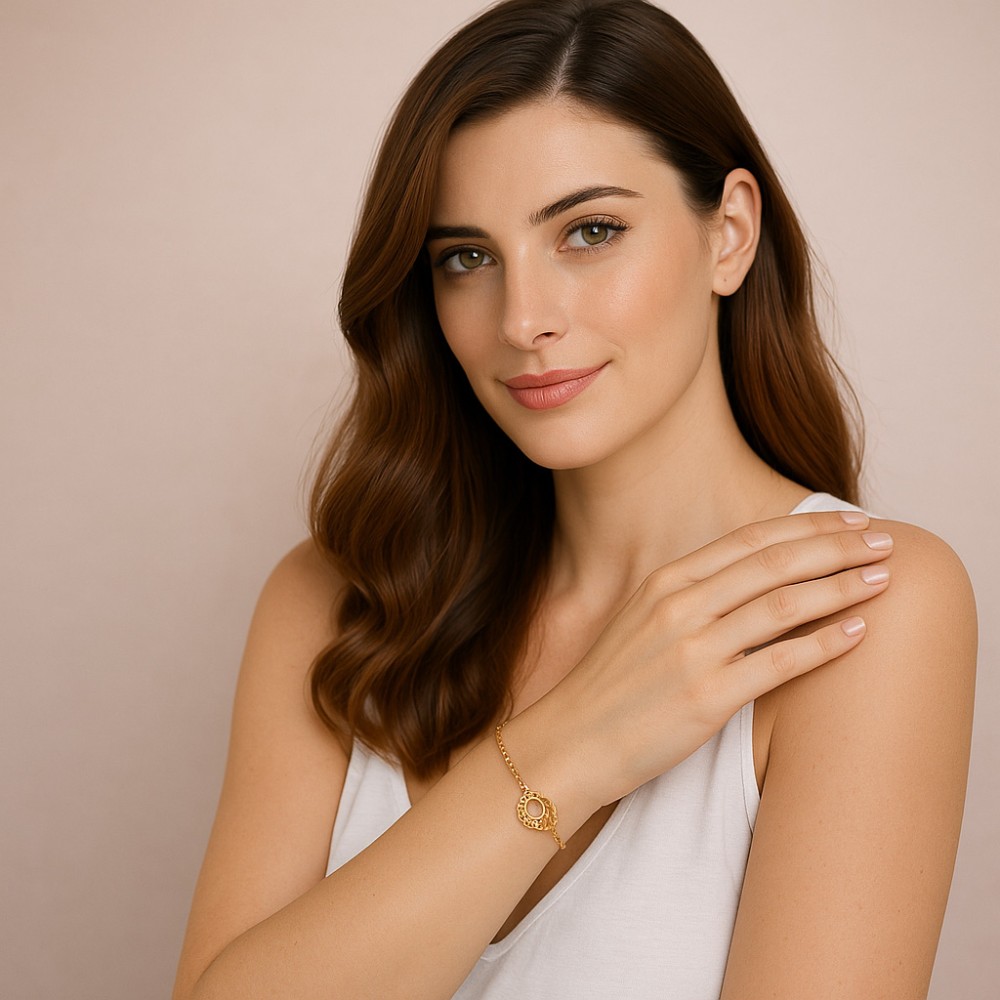 Βραχιόλι Γυναικείο Senza από επιχρυσωμένο ασήμι 925, μισοφέγγαρο με μονόκερο - SSR4676GD