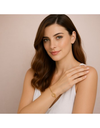 Βραχιόλι Γυναικείο Senza από επιχρυσωμένο ασήμι 925, μισοφέγγαρο με μονόκερο - SSR4676GD