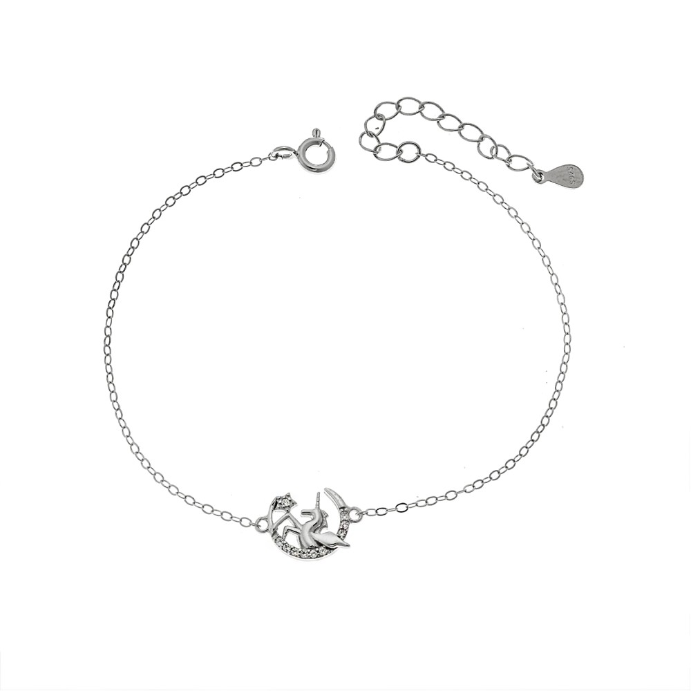 Βραχιόλι Γυναικείο Senza από ασήμι 925, μισοφέγγαρο με μονόκερο - SSR4676SR
