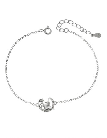 Βραχιόλι Γυναικείο Senza από ασήμι 925, μισοφέγγαρο με μονόκερο - SSR4676SR