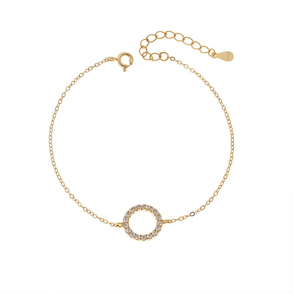 Βραχιόλι Γυναικείο Senza από επιχρυσωμένο ασήμι 925, κύκλος περίγραμμα με ζιργκόν - SSR4677GD