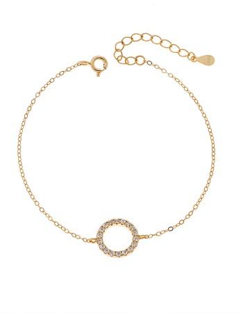 Βραχιόλι Γυναικείο Senza από επιχρυσωμένο ασήμι 925, κύκλος περίγραμμα με ζιργκόν - SSR4677GD