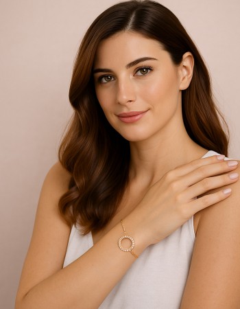 Βραχιόλι Γυναικείο Senza από επιχρυσωμένο ασήμι 925, κύκλος περίγραμμα με ζιργκόν - SSR4677GD