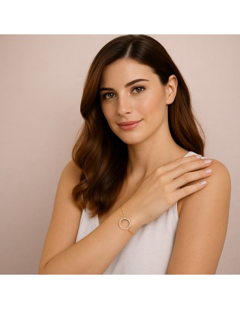 Βραχιόλι Γυναικείο Senza από επιχρυσωμένο ασήμι 925, κύκλος περίγραμμα με ζιργκόν - SSR4677GD