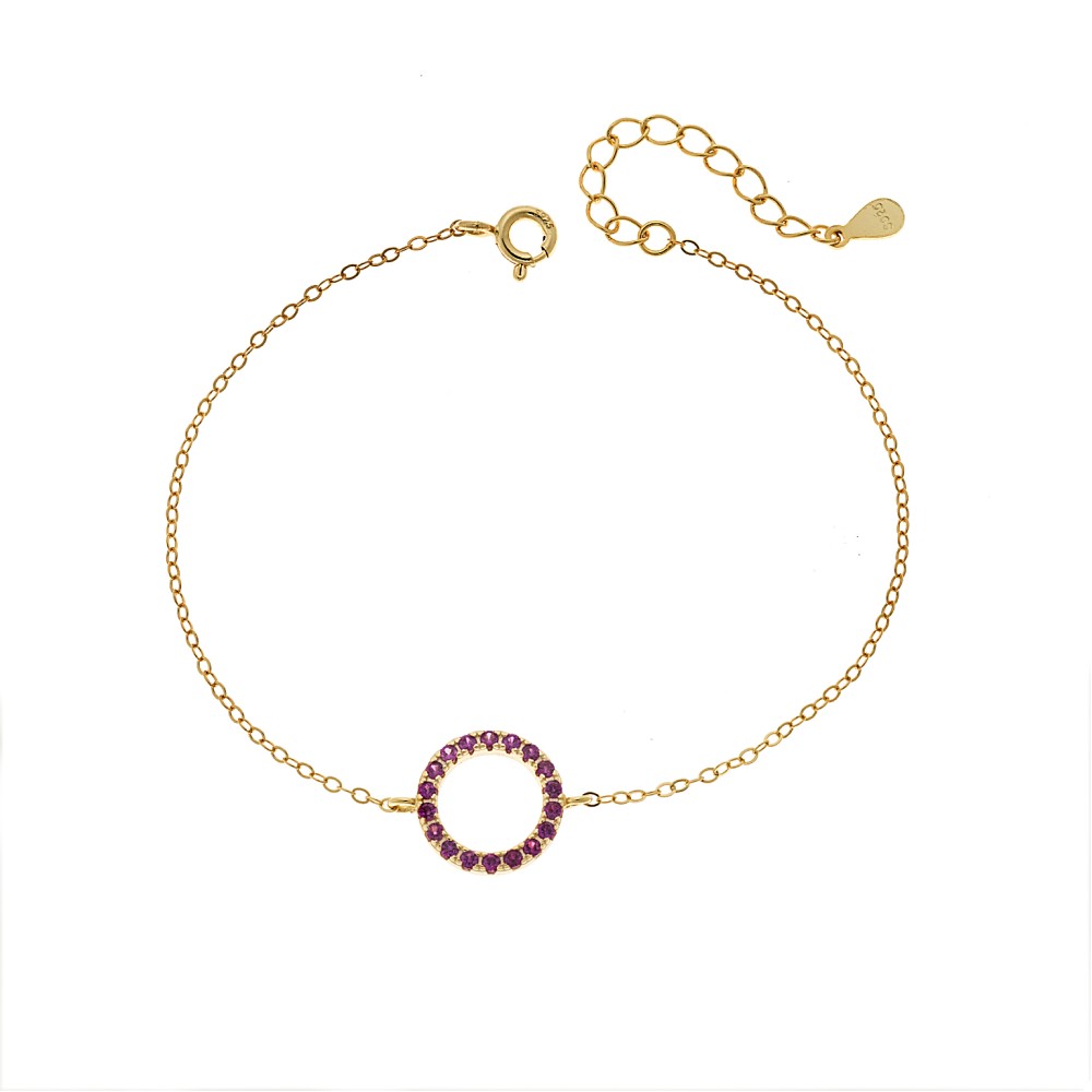 Βραχιόλι Γυναικείο Senza από επιχρυσωμένο ασήμι 925, κύκλος περίγραμμα με ζιργκόν - SSR4677GF