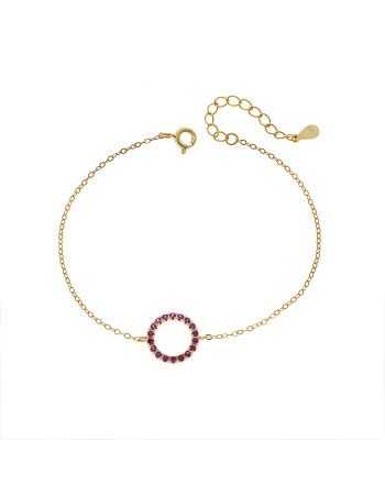 Βραχιόλι Γυναικείο Senza από επιχρυσωμένο ασήμι 925, κύκλος περίγραμμα με ζιργκόν - SSR4677GF