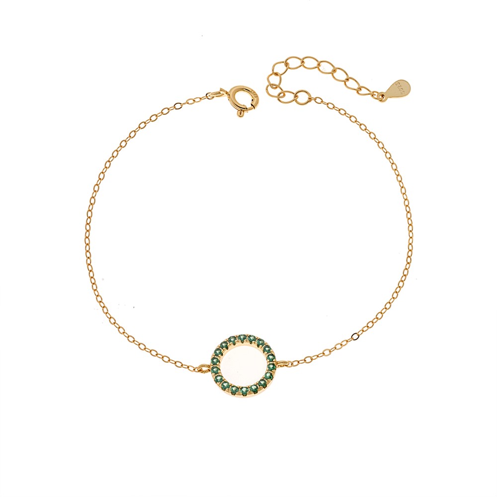 Βραχιόλι Γυναικείο Senza από επιχρυσωμένο ασήμι 925, κύκλος περίγραμμα με ζιργκόν - SSR4677GGN
