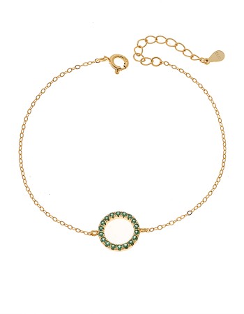 Βραχιόλι Γυναικείο Senza από επιχρυσωμένο ασήμι 925, κύκλος περίγραμμα με ζιργκόν - SSR4677GGN