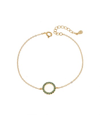 Βραχιόλι Γυναικείο Senza από επιχρυσωμένο ασήμι 925, κύκλος περίγραμμα με ζιργκόν - SSR4677GGN