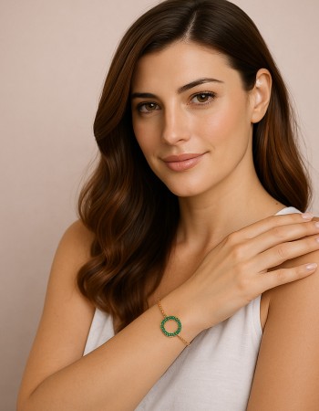 Βραχιόλι Γυναικείο Senza από επιχρυσωμένο ασήμι 925, κύκλος περίγραμμα με ζιργκόν - SSR4677GGN