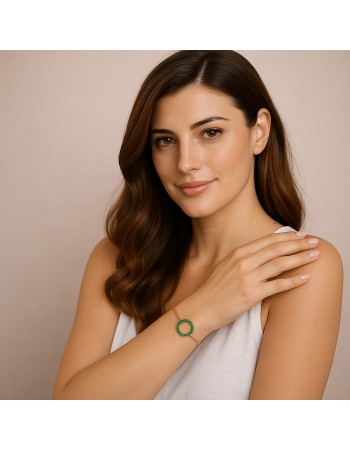 Βραχιόλι Γυναικείο Senza από επιχρυσωμένο ασήμι 925, κύκλος περίγραμμα με ζιργκόν - SSR4677GGN