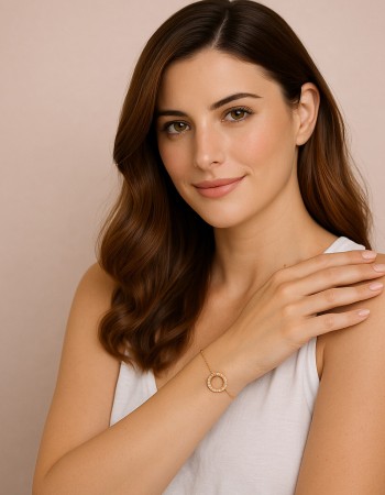 Βραχιόλι Γυναικείο Senza από επιχρυσωμένο ασήμι 925, κύκλος περίγραμμα με ζιργκόν - SSR4677GLB