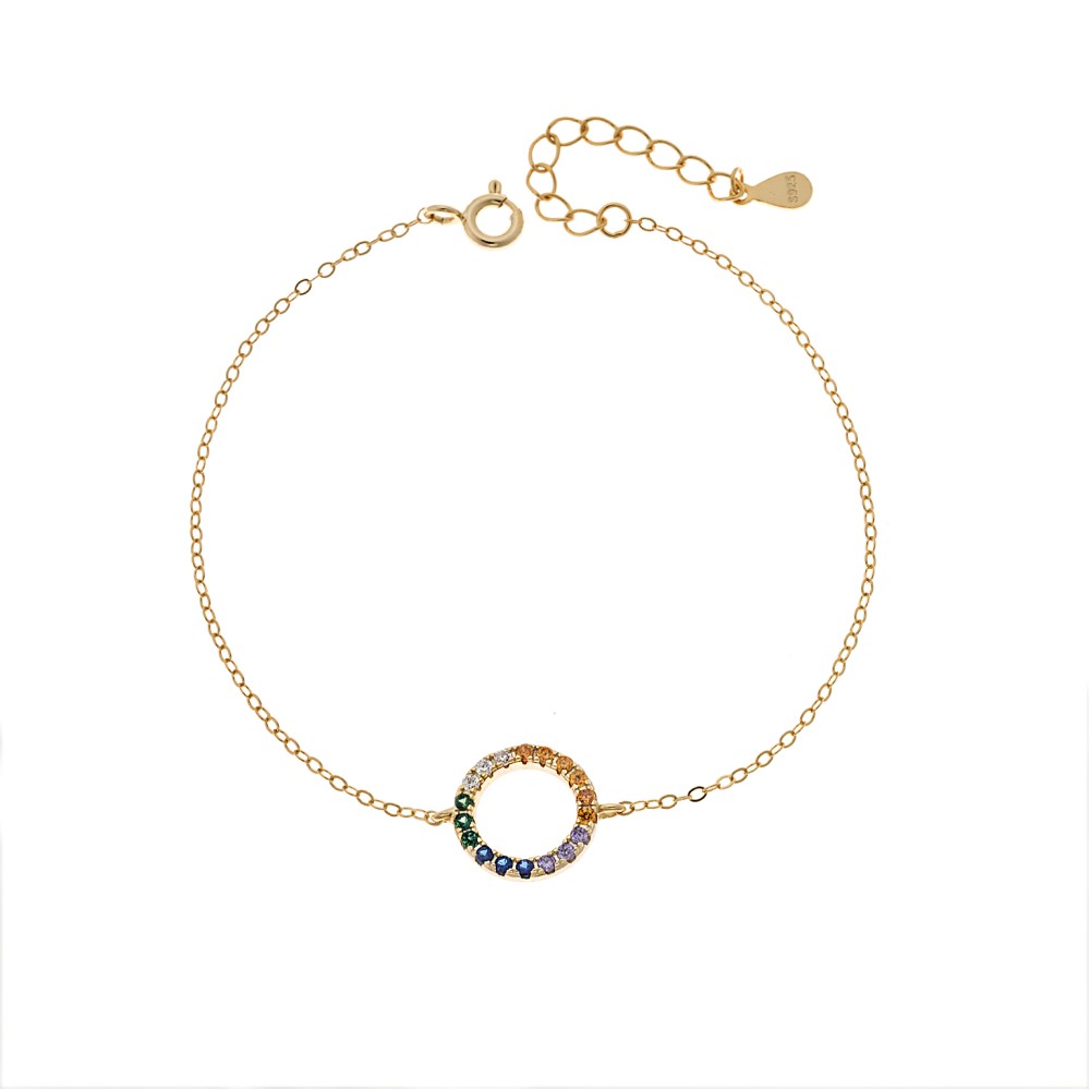 Βραχιόλι Γυναικείο Senza από επιχρυσωμένο ασήμι 925, κύκλος περίγραμμα με ζιργκόν - SSR4677GMU