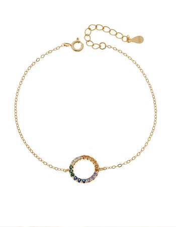 Βραχιόλι Γυναικείο Senza από επιχρυσωμένο ασήμι 925, κύκλος περίγραμμα με ζιργκόν - SSR4677GMU