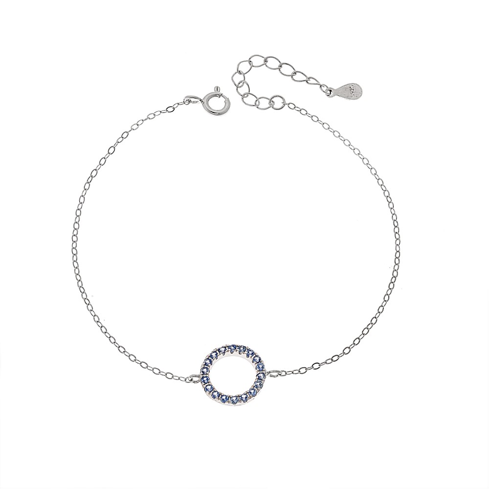 Βραχιόλι Γυναικείο Senza από ασήμι 925, κύκλος περίγραμμα με ζιργκόν - SSR4677SLB