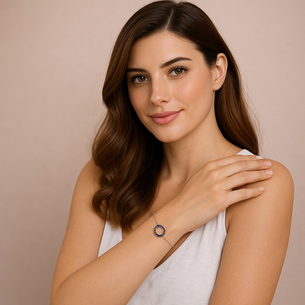 Βραχιόλι Γυναικείο Senza από ασήμι 925, κύκλος περίγραμμα με ζιργκόν - SSR4677SLB