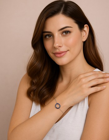 Βραχιόλι Γυναικείο Senza από ασήμι 925, κύκλος περίγραμμα με ζιργκόν - SSR4677SLB