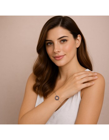 Βραχιόλι Γυναικείο Senza από ασήμι 925, κύκλος περίγραμμα με ζιργκόν - SSR4677SLB