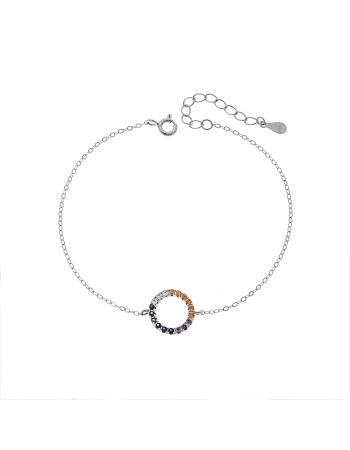 Βραχιόλι Γυναικείο Senza από ασήμι 925, κύκλος περίγραμμα με ζιργκόν - SSR4677SMU