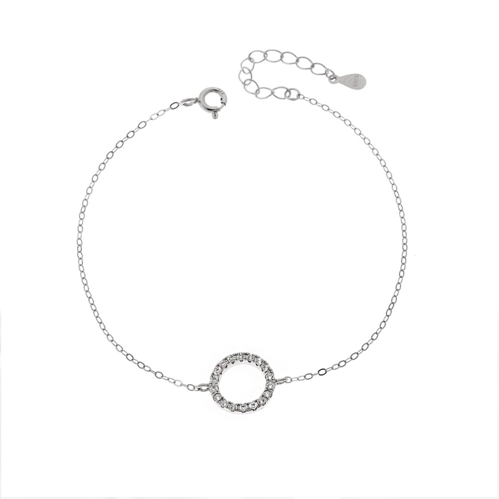 Βραχιόλι Γυναικείο Senza από ασήμι 925, κύκλος περίγραμμα με ζιργκόν - SSR4677SR