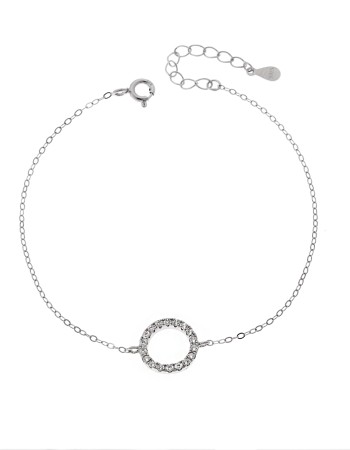Βραχιόλι Γυναικείο Senza από ασήμι 925, κύκλος περίγραμμα με ζιργκόν - SSR4677SR