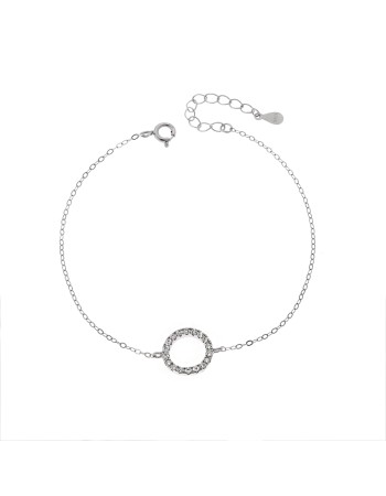 Βραχιόλι Γυναικείο Senza από ασήμι 925, κύκλος περίγραμμα με ζιργκόν - SSR4677SR