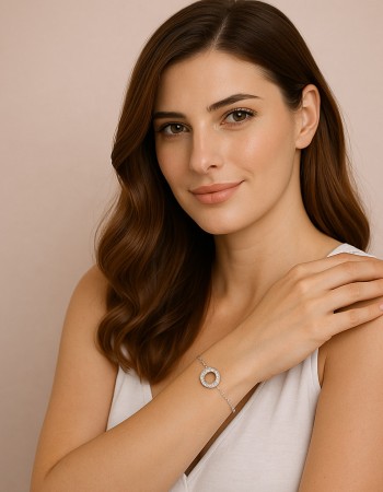 Βραχιόλι Γυναικείο Senza από ασήμι 925, κύκλος περίγραμμα με ζιργκόν - SSR4677SR