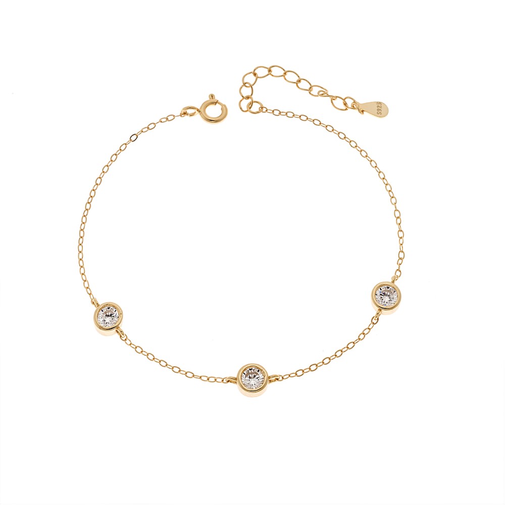 Βραχιόλι Γυναικείο Senza από επιχρυσωμένο ασήμι 925, τρεις πέτρες - SSR4678GD