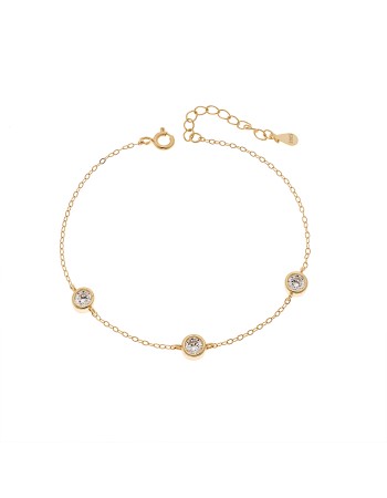 Βραχιόλι Γυναικείο Senza από επιχρυσωμένο ασήμι 925, τρεις πέτρες - SSR4678GD