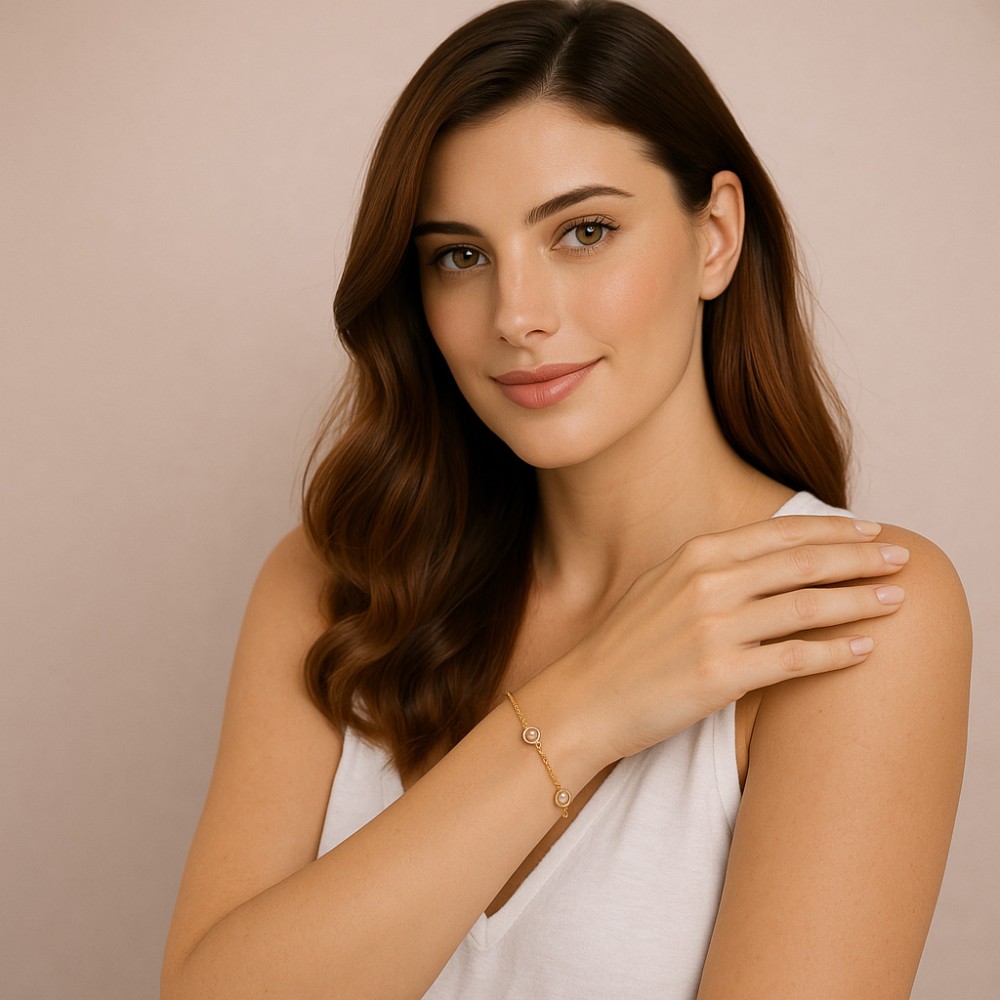 Βραχιόλι Γυναικείο Senza από επιχρυσωμένο ασήμι 925, τρεις πέτρες - SSR4678GD