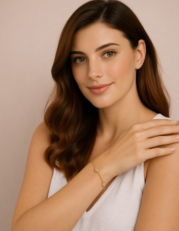 Βραχιόλι Γυναικείο Senza από επιχρυσωμένο ασήμι 925, τρεις πέτρες - SSR4678GD