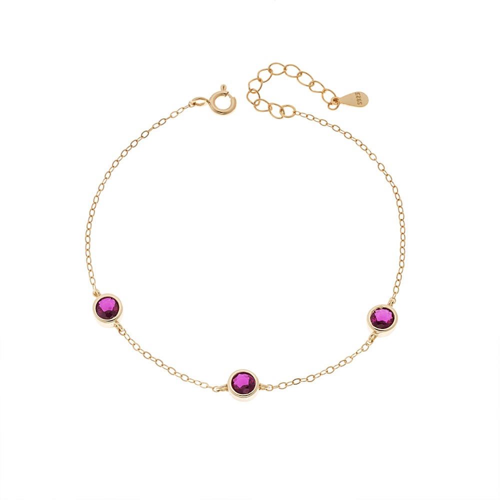 Βραχιόλι Γυναικείο Senza από επιχρυσωμένο ασήμι 925, τρεις πέτρες - SSR4678GF