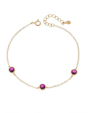 Βραχιόλι Γυναικείο Senza από επιχρυσωμένο ασήμι 925, τρεις πέτρες - SSR4678GF