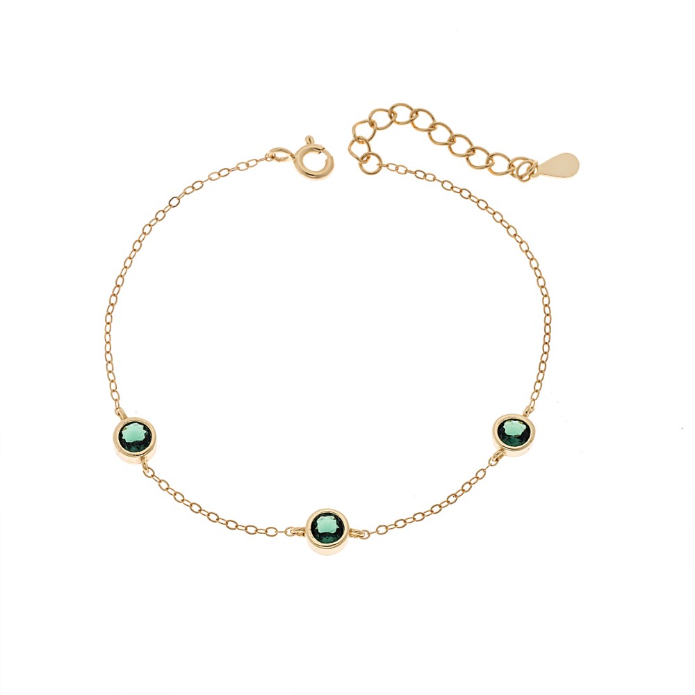 Βραχιόλι Γυναικείο Senza από επιχρυσωμένο ασήμι 925, τρεις πέτρες - SSR4678GGN